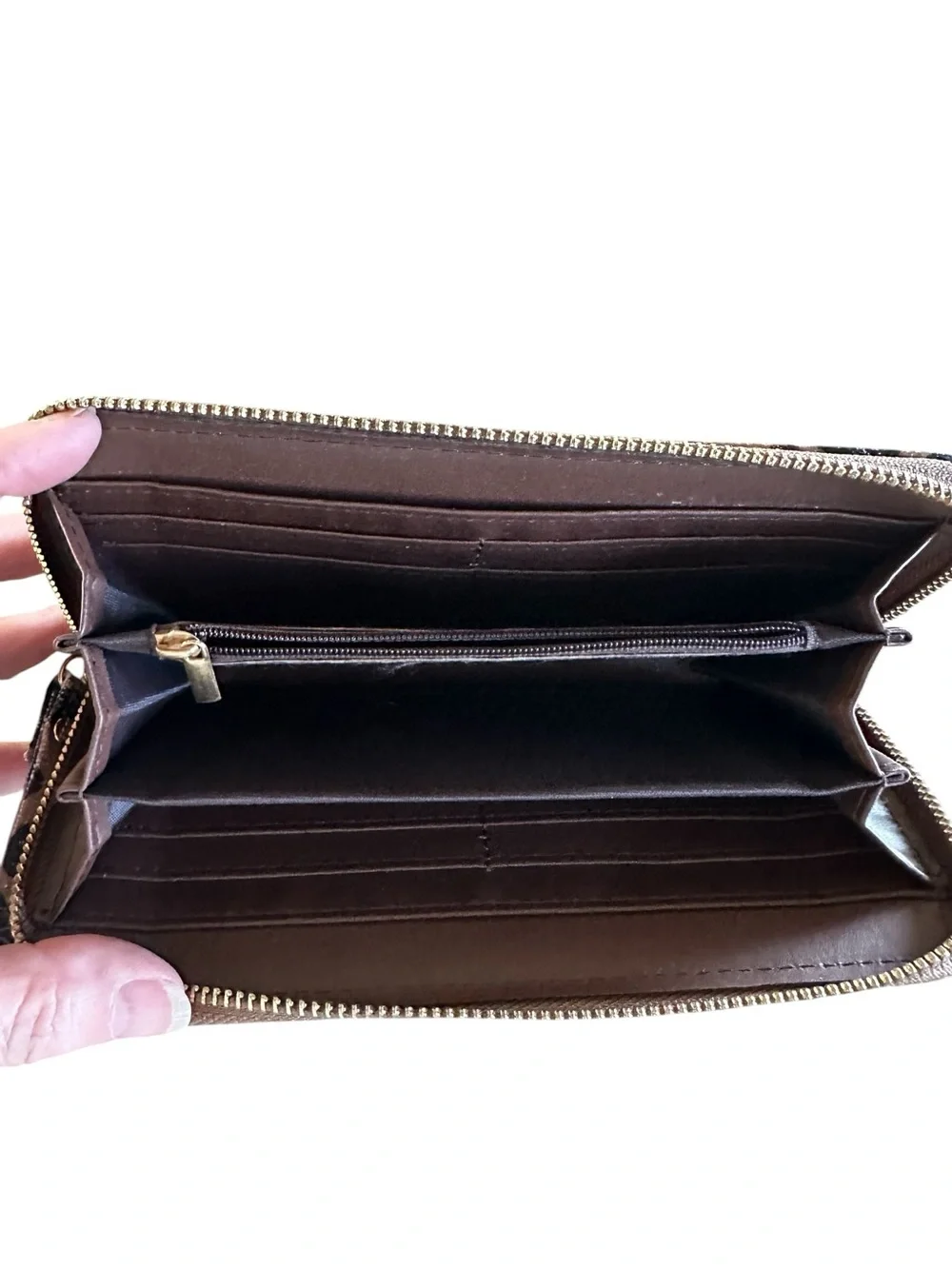Leopard Print Zip-Around Wristlet Wallet - Brown